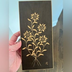 Gorgeous carved wood art flowers small wall hanging